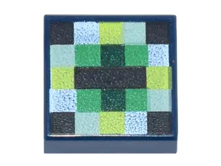 Dark Blue Tile 1 x 1 with Pixelated Pattern (Minecraft Eye of Ender)