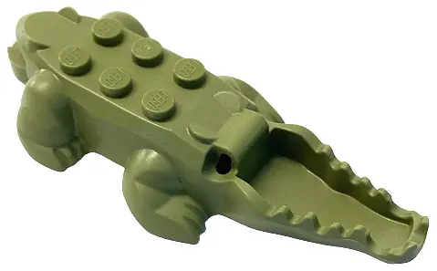 Olive Green Alligator / Crocodile Body with 10 Bottom Teeth