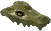 Olive Green Alligator / Crocodile Head Jaw Upper with Yellow Eyes without White Glints Pattern