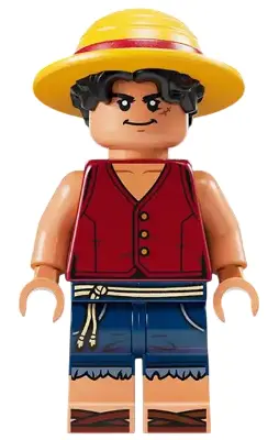 D. Luffy - Hair Combo, Straw Hat with Black Hair, Closed Mouth Grin