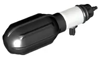White Minifigure, Utensil Cylinder with Trans-Light Blue Water Extension and Black Handle with Black
