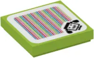 Lime Tile 2 x 2 with Super Mario Scanner Code Bowser Jr.'s Clown Car Pattern (Sticker) - Sets 71396 