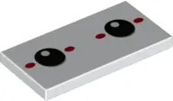White Tile 2 x 4 with Black Eyes and 4 Red Ovals Pattern
