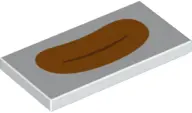 White Tile 2 x 4 with Closed Mouth with Orange Lips Pattern