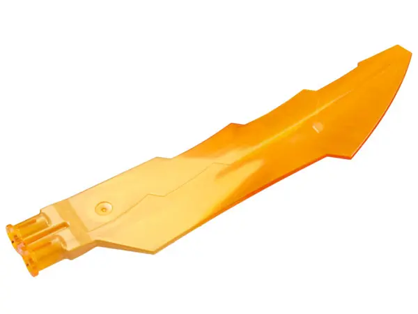 Trans-Orange Propeller 1 Blade 14L with 2 Axle Holes and Jagged Edges (Sword Blade) with Marbled Pea