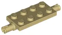 Tan Plate, Modified 2 x 4 with Pins and Thin Angled Supports