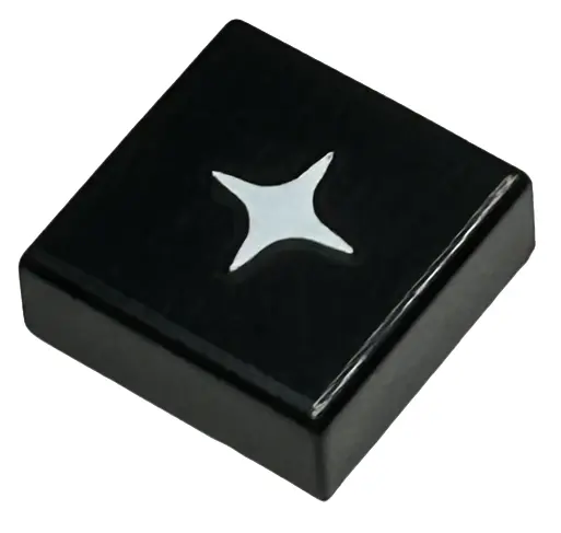 Black Tile 1 x 1 with White Sparkle / Star Pattern