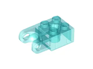Trans-Light Blue Technic, Brick Modified 2 x 2 with Ball Socket and Axle Hole - Straight Forks with 