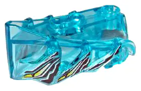 Trans-Light Blue Hero Factory Creature Head, Jaw with Axle Hole with 4 Lime Eyes Pattern