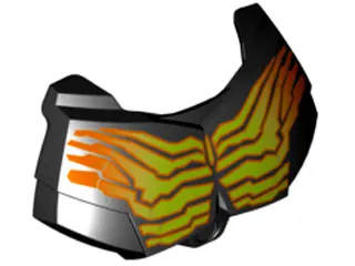 Black Large Figure Chest Armor Small with Yellow and Orange Cracked Muscle Lines Pattern