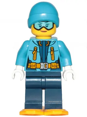 Arctic Explorer - Female, Dark Blue Legs, Dark Azure Beanie, Medium Azure Ski Goggles, Bright Light 