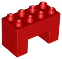 Red Duplo, Brick 2 x 4 x 2 with 2 x 2 Cutout on Bottom