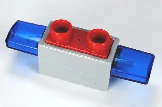 Light Bluish Gray Duplo Siren with Light and Sound, 1 x 2 Base with Red 2 Stud Button on Top and Tra