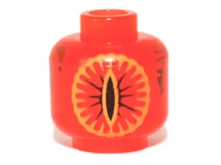 Trans-Neon Orange Minifigure, Head without Face with Black Eye of Sauron Pattern