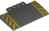 Dark Bluish Gray Slope, Curved 5 x 8 x 2/3 with 4 Studs with Yellow Danger Stripes Pattern