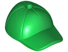 Green Minifigure, Headgear Cap - Short Curved Bill with Seams and Hole on Top