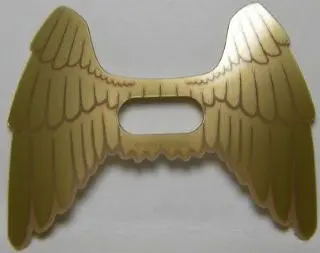 Trans-Clear Minifigure Wings Feathered Collapsed with Center Opening with Gold Feathers Pattern