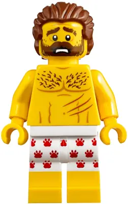 Mountain Police - Crook Male Bare Chest, White Underwear with Red Pawprints Pattern