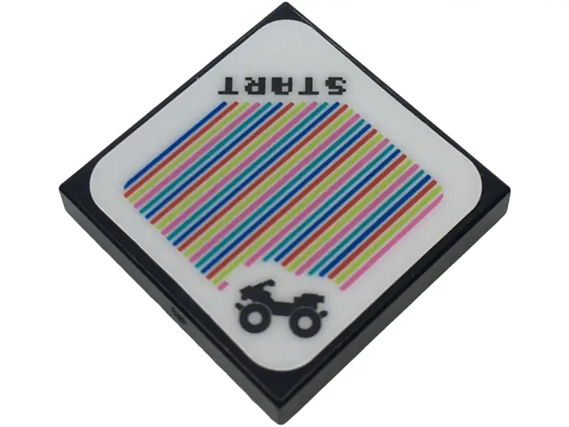 Black Tile 2 x 2 with Super Mario Scanner Code Landship and 'START' Pattern (Sticker) - Set 72036