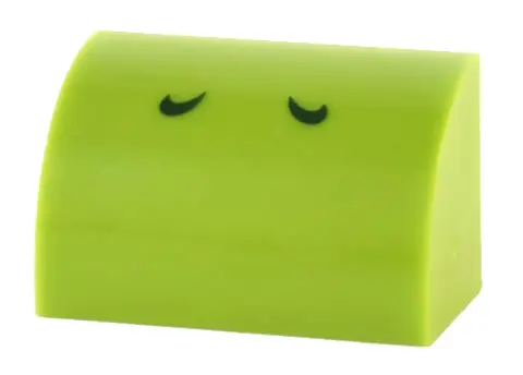 Slope, Curved 1 x 2 with Bottom Stud Holder with 2 Dark Green Curved Lines Pattern (Super Mario Yosh