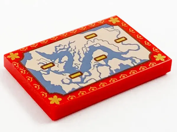 Red Tile 2 x 3 with Kumandra Map Pattern