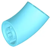 Medium Azure Brick, Round 2 x 2 D. 45 degrees Elbow (25.5mm Standing Height)