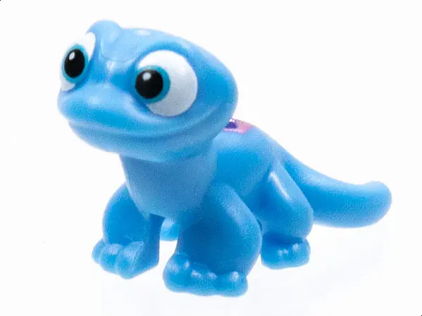 Medium Blue Salamander / Gecko, Friends Style with Medium Azure Eyes and Metallic Pink Diamonds Patt
