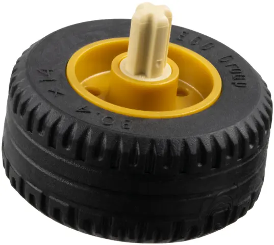 Gold Wheel 18mm D. x 14mm with Pin Hole, Fake Bolts and Shallow Spokes with Black Tire 30.4 x 14 Sol
