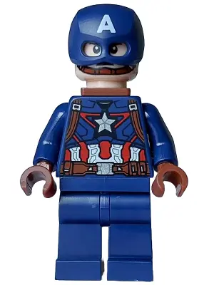 Captain America - Dark Blue Suit, Reddish Brown Hands, Helmet, Reddish Brown Neck Bracket