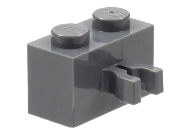 Dark Bluish Gray Brick, Modified 1 x 2 with Split U Clip Thick (Vertical Grip)
