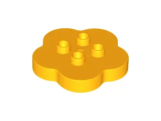 Bright Light Orange Duplo, Brick Round 4 x 4 Flat Top Scalloped with 2 x 2 Studs