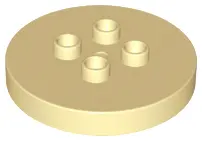 Tan Duplo, Brick Round 4 x 4 Flat Top Thin with 2 x 2 Studs (Table)