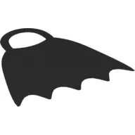 Black Duplo Wear Cloth Cape with Elastic Loop, Scalloped 5 Points (Batman)