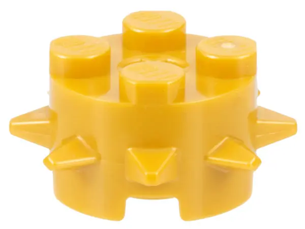 Pearl Gold Brick, Round 2 x 2 with Spikes and Axle Hole