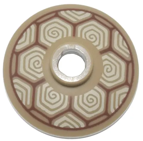 Dark Tan Dish 2 x 2 Inverted (Radar) with Turtle Shell with Reddish Brown Hexagons and Tan Spirals P