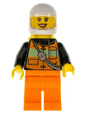 Fire - Female, Reflective Stripe Vest with Pockets and Shoulder Strap, Orange Legs, White Helmet, Ye