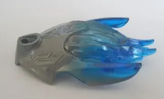 Flat Silver Bionicle Creature Head / Mask with Marbled Trans-Dark Blue Pattern