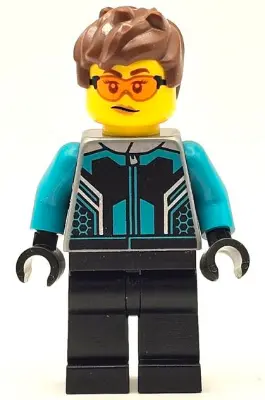 Race Car Driver - Female, Black and Dark Turquoise Racing Suit, Black Legs, Reddish Brown Messy Hair