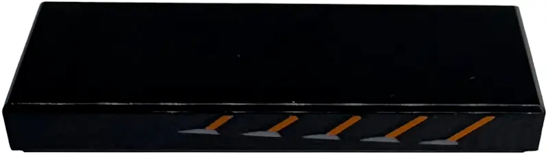 Tile 1 x 3 with Orange Diagonal Lines and Dark Silver Air Vent Highlights Pattern Model Left Side