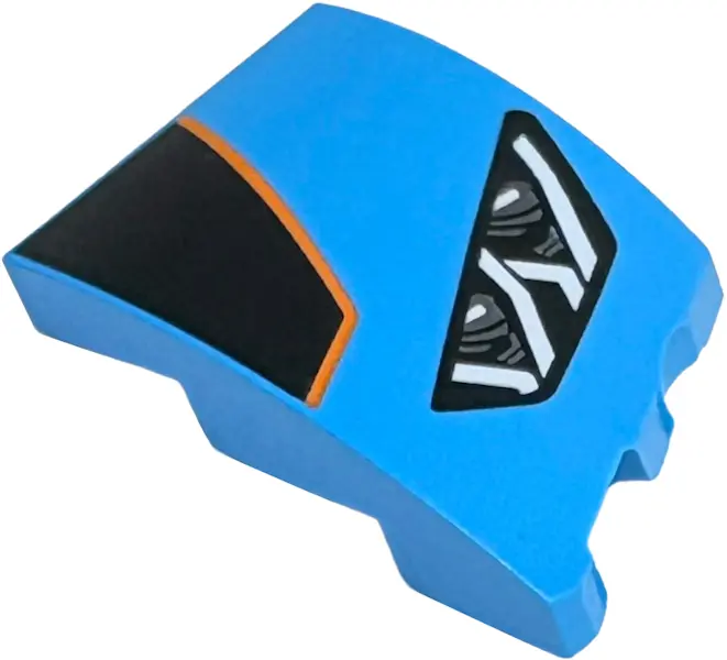 Azure Wedge 3 x 2 Left No Studs with Lamborghini Huracán Car Headlight, Dark Silver with White Highl