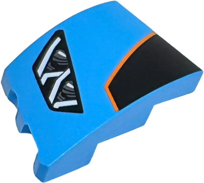 Azure Wedge 3 x 2 Right No Studs with Lamborghini Huracán Car Headlight, Dark Silver with White High