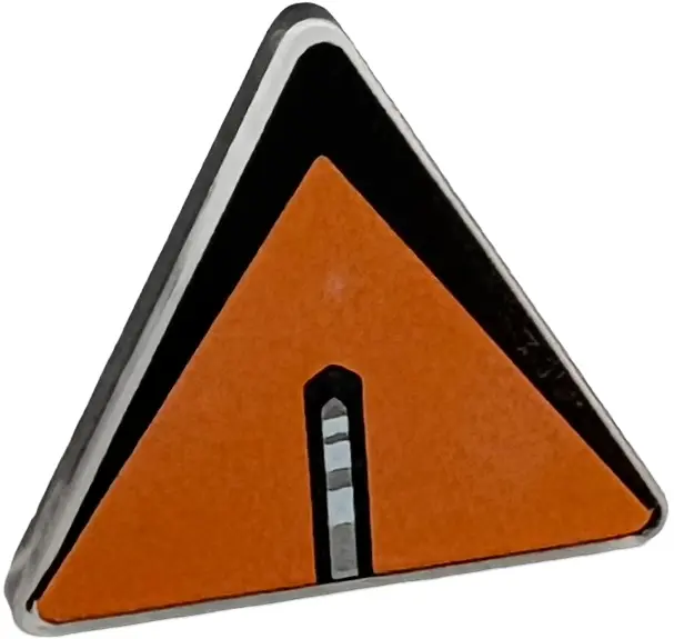 Road Sign 2 x 2 Triangle with Open O Clip with White and Silver Blinker Light on Black and Orange Ba