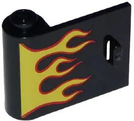 Black Door 1 x 3 x 2 Left - Open Between Top and Bottom Hinge with Red and Yellow Flames Pattern