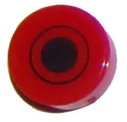 Red Tile, Round 1 x 1 with Black Dot and Circle Pattern
