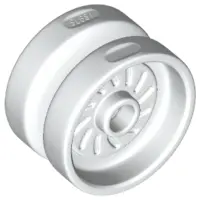 White Wheel 18mm D. x 12mm with Axle Hole and Stud, Solid Brake Rotor Lines