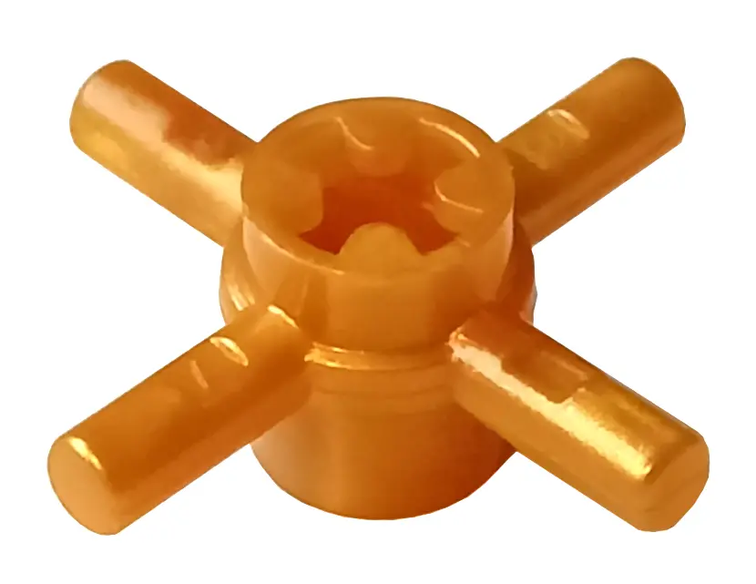 Pearl Gold Technic, Axle Connector Hub with 4 Bars and Pin Hole