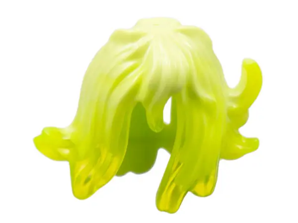 Yellowish Green Minifigure, Hair Female Mid-Length Wavy with Side Spikes, Elongated Hole in Back and