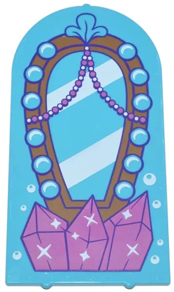 Medium Azure Glass for Door Frame 1 x 6 x 7 Arched with Notches and Rounded Pillars with Mirror with