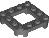Dark Bluish Gray Plate, Modified 4 x 4 with Rounded Corners and 4 Feet with 2 x 2 Open Center
