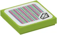 Lime Tile 2 x 2 with Super Mario Scanner Code Hidden Gem Pattern 2 (Sticker) - Set 71401